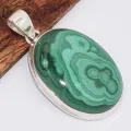 Pendentif authentique Malachite ovale grade AAA - Pendentifs pierres naturelles