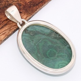 Pendentif authentique Malachite ovale grade AAA 