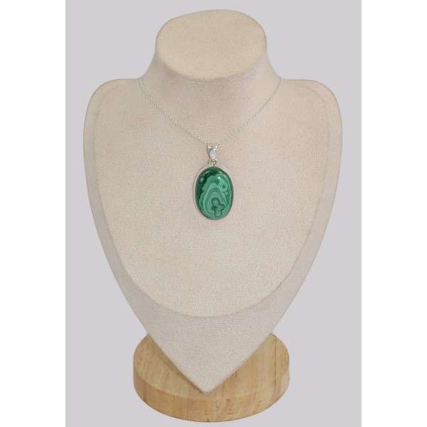 Pendentif authentique Malachite ovale grade AAA Pendentifs pierres naturelles BK3.1