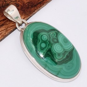 Pendentif authentique Malachite ovale grade AAA 