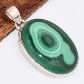 Pendentif en authentique Malachite ovale grade AAA - Pendentifs pierres naturelles