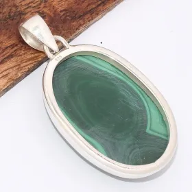 Pendentif en authentique Malachite ovale grade AAA - Pendentifs pierres naturelles