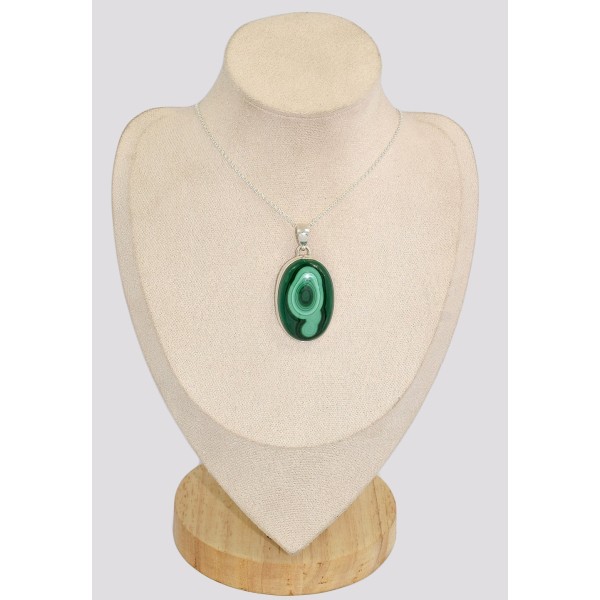 Pendentif en authentique Malachite ovale grade AAA Pendentifs pierres naturelles BK3.2