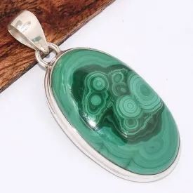 Pendentif bijou en authentique Malachite ovale grade AAA - Pendentifs pierres naturelles