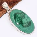 Pendentif bijou en authentique Malachite ovale grade AAA - Pendentifs pierres naturelles