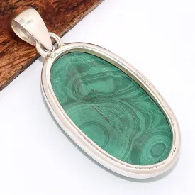 Pendentif bijou en authentique Malachite ovale grade AAA - Pendentifs pierres naturelles