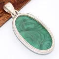 Pendentif bijou en authentique Malachite ovale grade AAA - Pendentifs pierres naturelles
