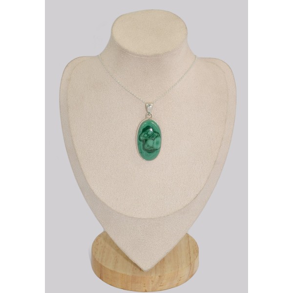Pendentif bijou en authentique Malachite ovale grade AAA Pendentifs pierres naturelles BK3.3