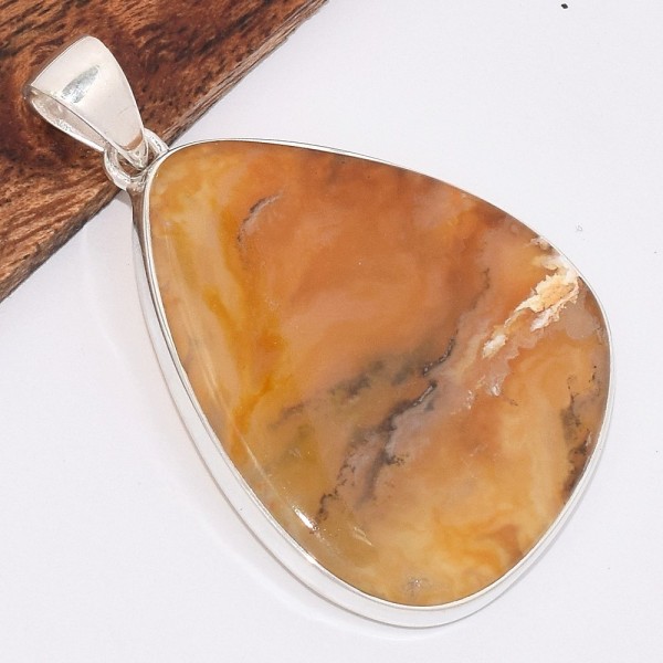 Pendentif Agate Plume de Graveyard asymétrique Bijoux en Agate Plume de Graveyard KB4