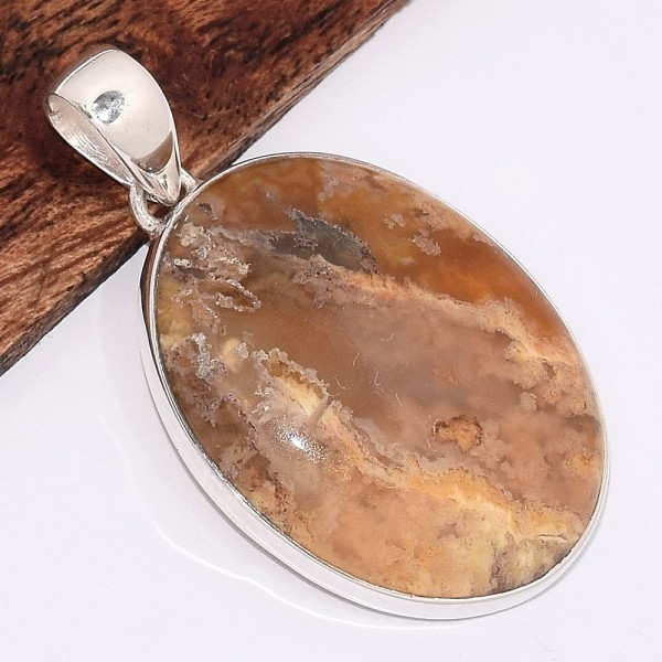 Pendentif Agate Plume de Graveyard asymétrique 