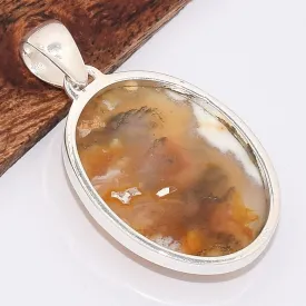 Pendentif en Agate Plume de Graveyard ovale - Bijoux en Agate Plume de Graveyard