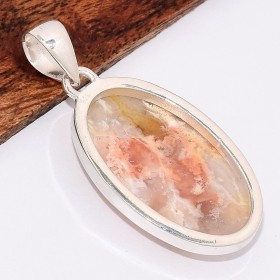 Pendentif en Agate Plume de Graveyard ovale 