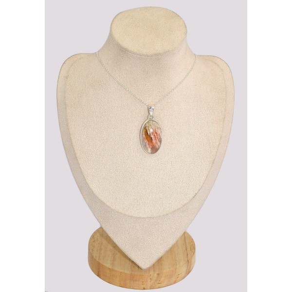 Pendentif oval en Agate Plume de Graveyard  Bijoux en Agate Plume de Graveyard KB4.3