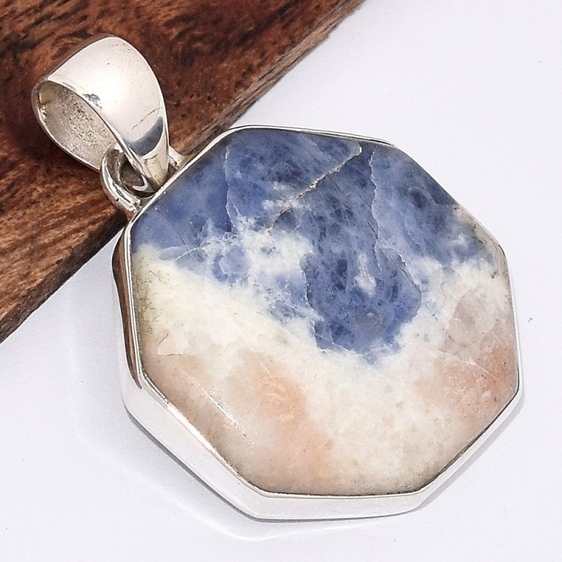 Pendentif rond en Sodalite bleue 