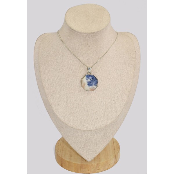 Pendentif hexagonal en Sodalite bleue Pendentifs pierres naturelles BK6.5