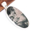 Pendentif Agate mousse ovale Pendentifs pierres naturelles bk8