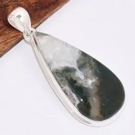 Pendentif Agate mousse forme goutte - Pendentifs pierres naturelles