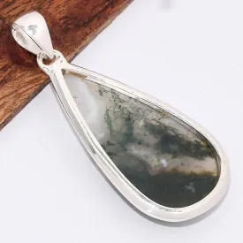 Pendentif Agate mousse forme goutte - Pendentifs pierres naturelles