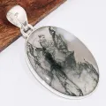 Pendentif Agate mousse ovale translucide - Pendentifs pierres naturelles