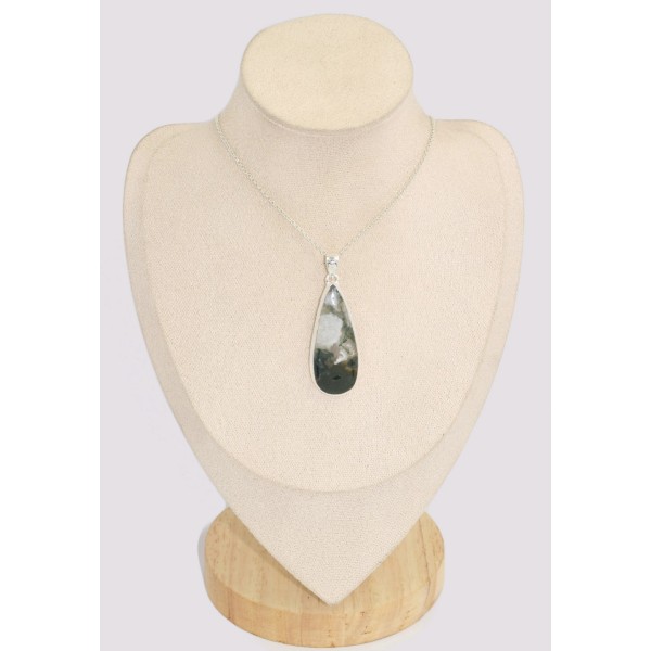 Pendentif Agate mousse forme goutte allongée Pendentifs pierres naturelles BK8.3