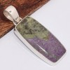 Pendentif Stichite sur Serpentine rectangulaire Bijoux en Stichtite BK10.2