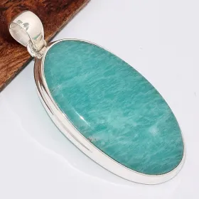 Gros pendentif oval Amazonite péruvienne - Bijoux en Amazonite