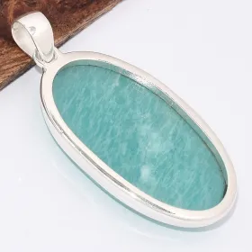 Gros pendentif oval Amazonite péruvienne - Bijoux en Amazonite