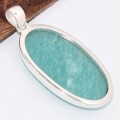Gros pendentif oval Amazonite péruvienne Bijoux en Amazonite BK11