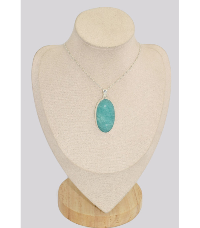 Gros pendentif oval Amazonite péruvienne Bijoux en Amazonite BK11