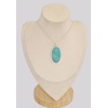 Gros pendentif oval Amazonite péruvienne Bijoux en Amazonite BK11