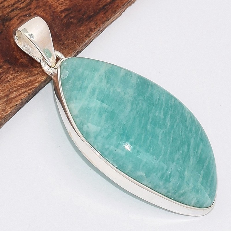 Gros pendentif oval Amazonite péruvienne 