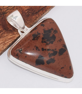 Pendentif argent Obsidienne acajou triangulaire Pendentifs pierres naturelles BK12