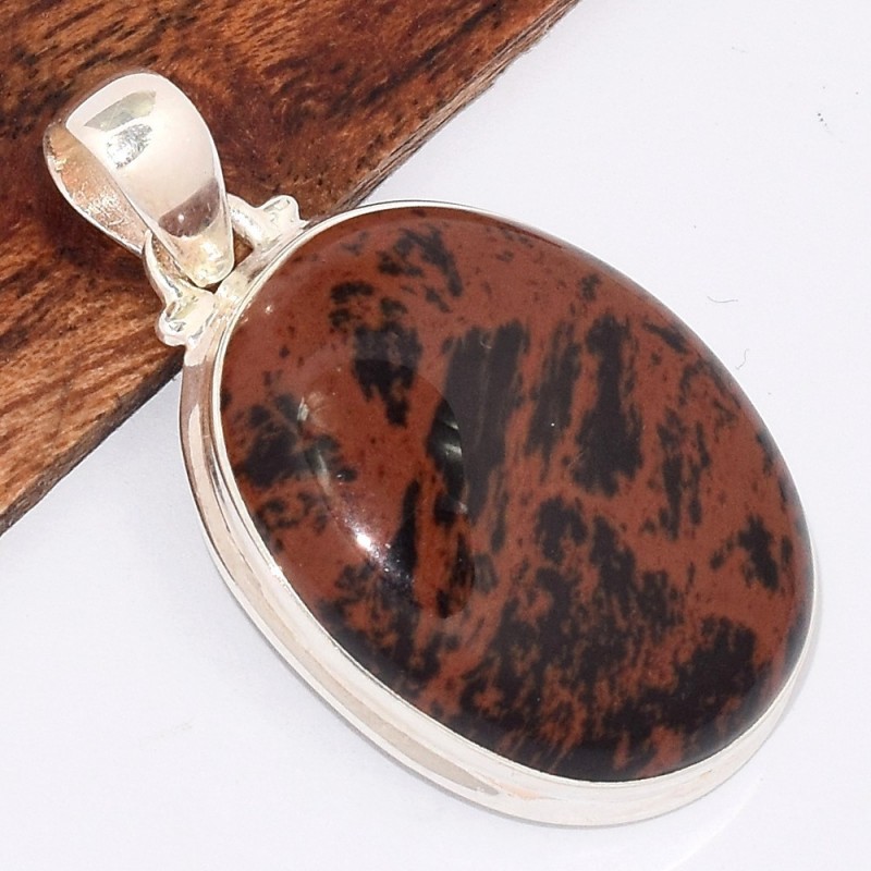 Pendentif Obsidienne Mahogany acajou triangulaire 