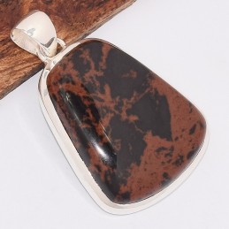 Pendentif Obsidienne Mahogany acajou ovale 