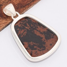 Pendentif Obsidienne Mahogany acajou trapèze Pendentifs pierres naturelles BK12.2