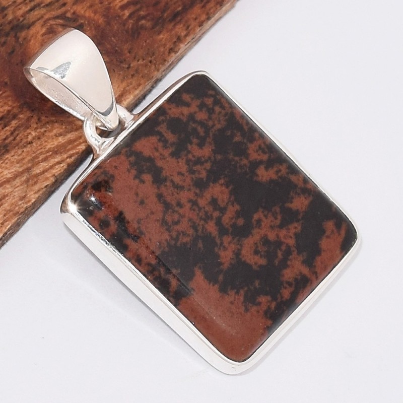 Pendentif Obsidienne Mahogany acajou rectangulaire 