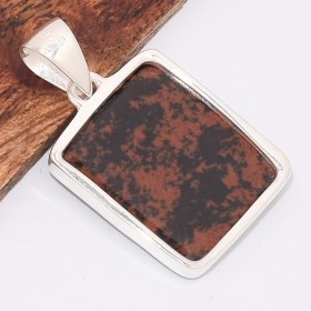 Pendentif Obsidienne Mahogany acajou rectangulaire 