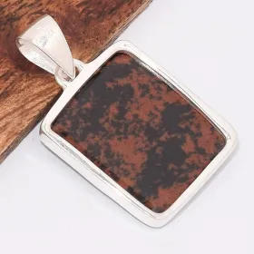 Pendentif Obsidienne Mahogany acajou rectangulaire - Pendentifs pierres naturelles