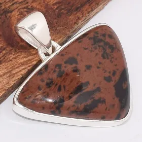 Pendentif Obsidienne Mahogany acajou triangulaire - Pendentifs pierres naturelles