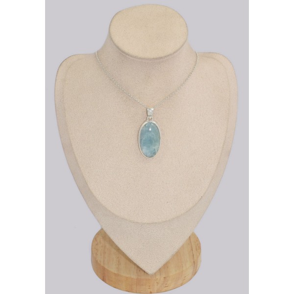 Pendentif oval en Authentique Aigue-marine Pendentifs pierres naturelles BK14.3