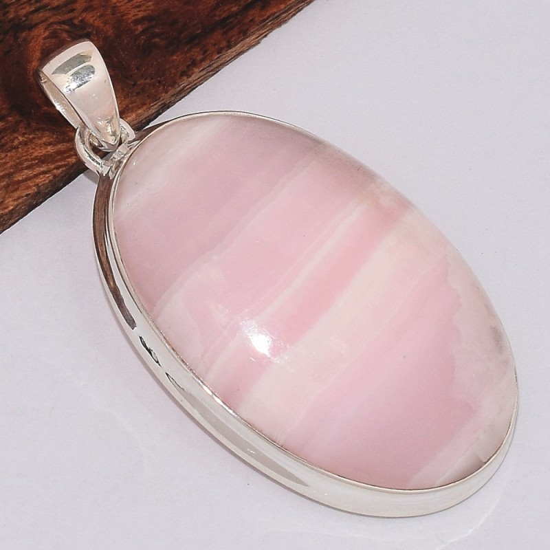 Gros Pendentif Aragonite rose stries horizontales 