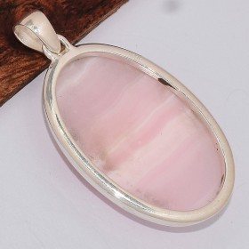 Gros Pendentif Aragonite rose stries horizontales 