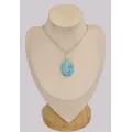Pendentif Authentique Larimar bélière feuille - Pendentifs pierres naturelles