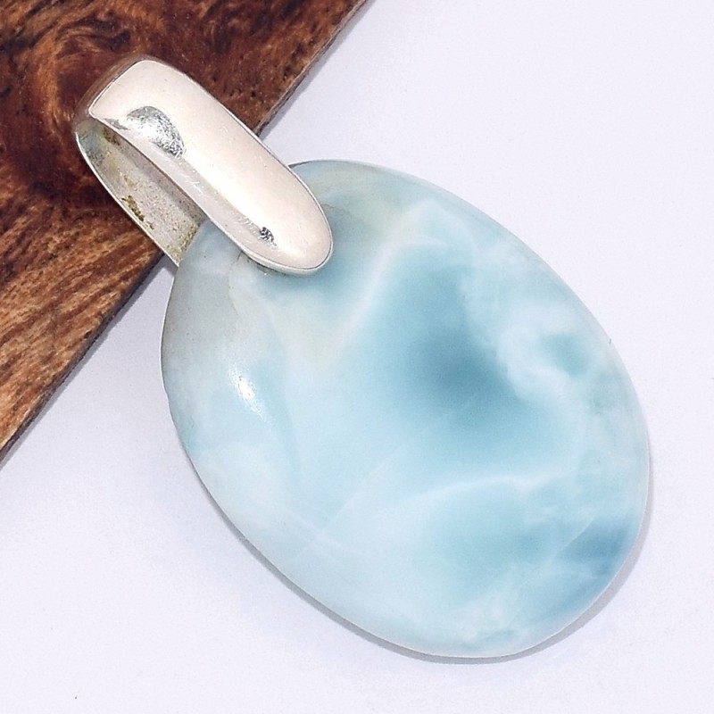 Pendentif Authentique Larimar forme coupelle 