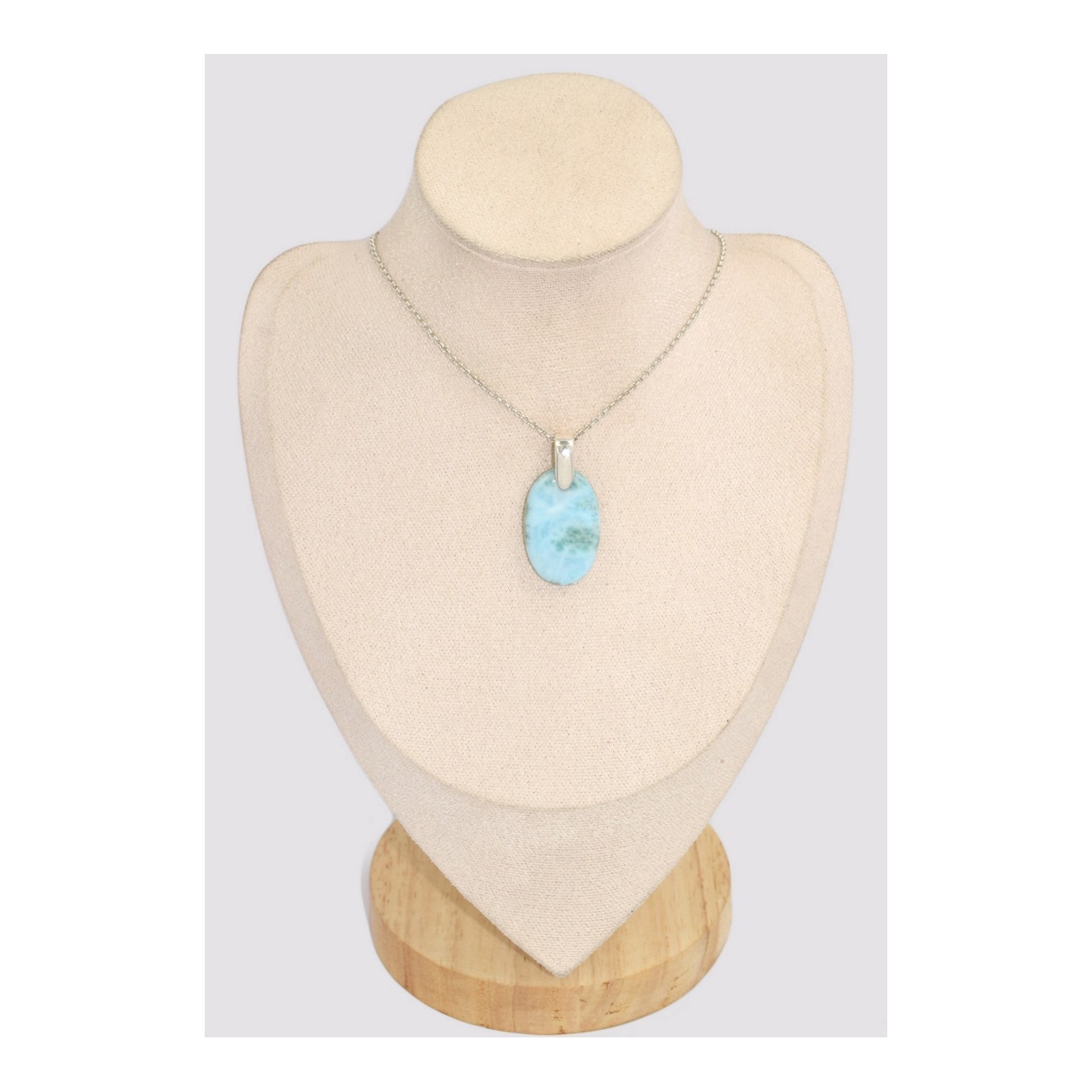 ARANDE Collana In Pietra Naturale Larimar – Argento 925, 45 Cm, Fatto A Mano, Repubblica Dominicana