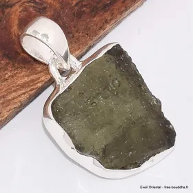 Pendentif asymétrique authentique Moldavite - Bijoux en Moldavite