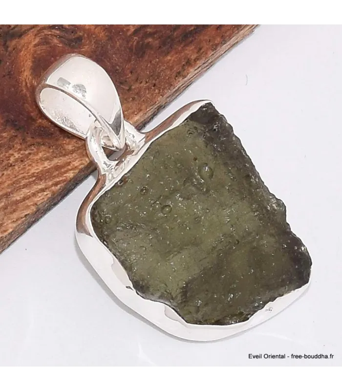 Pendentif asymétrique authentique Moldavite - Bijoux en Moldavite