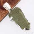 Pendentif en authentique Moldavite serti griffes - Bijoux en Moldavite