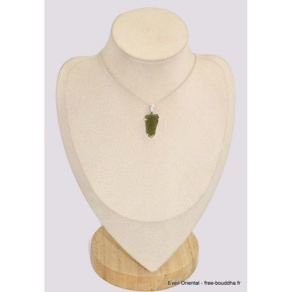 Pendentif en authentique Moldavite serti griffes Bijoux en Moldavite BK18.9