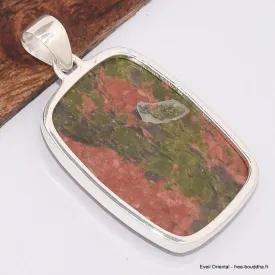 Grand Pendentif Unakite rectangulaire - Bijoux en Unakite